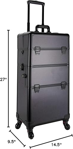 Miniatura 13 de Ver Beauty 3 en 1 profesional 4 ruedas extraíbles de aluminio rodante suministros de arte de maquillaje tatuaje artista caja de herramientas