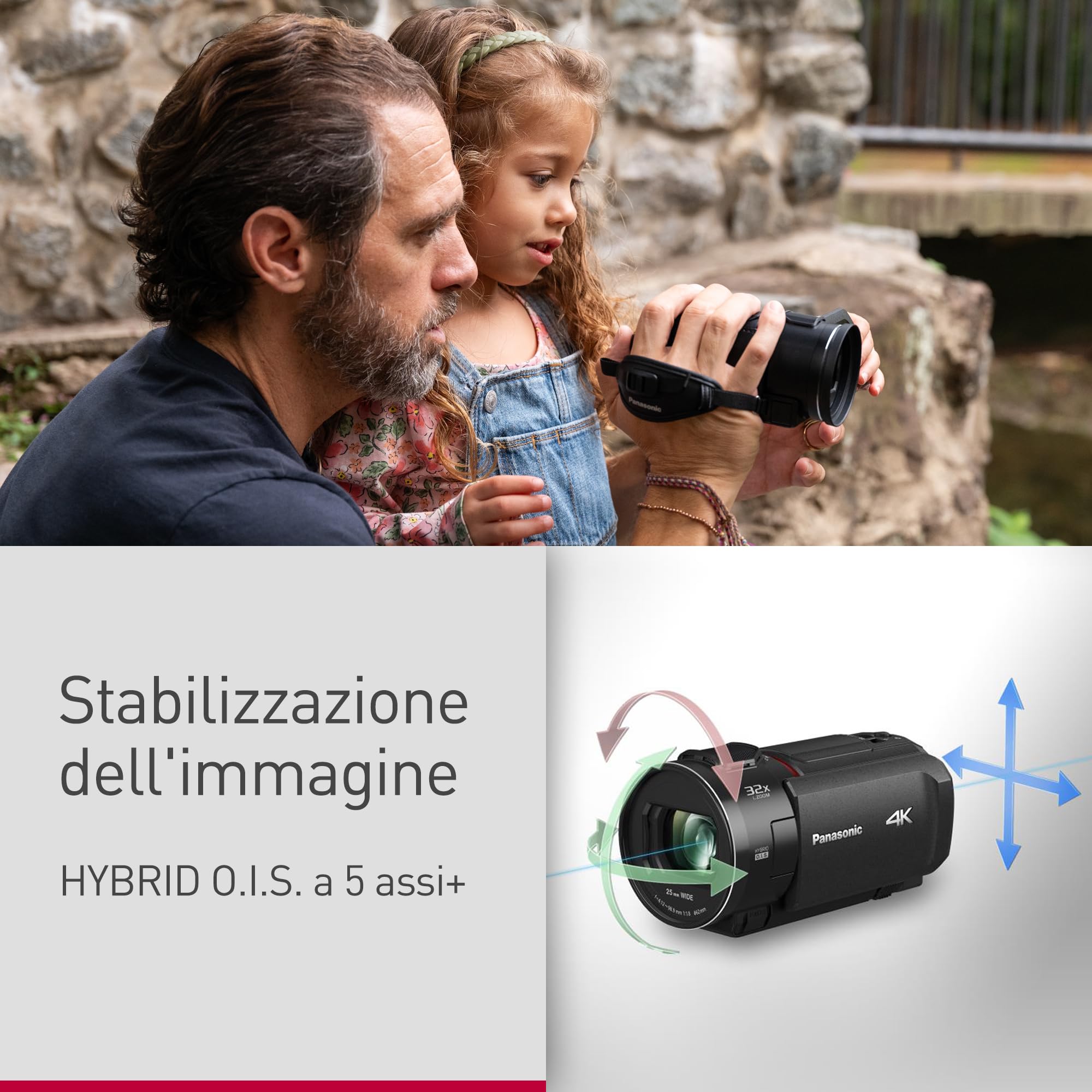 Panasonic HC-VX3E-K Videocamera Compatta Ultra HD 4K, Grandangolo 25 mm, Zoom ottico 24x, 4K Cropping, Nero