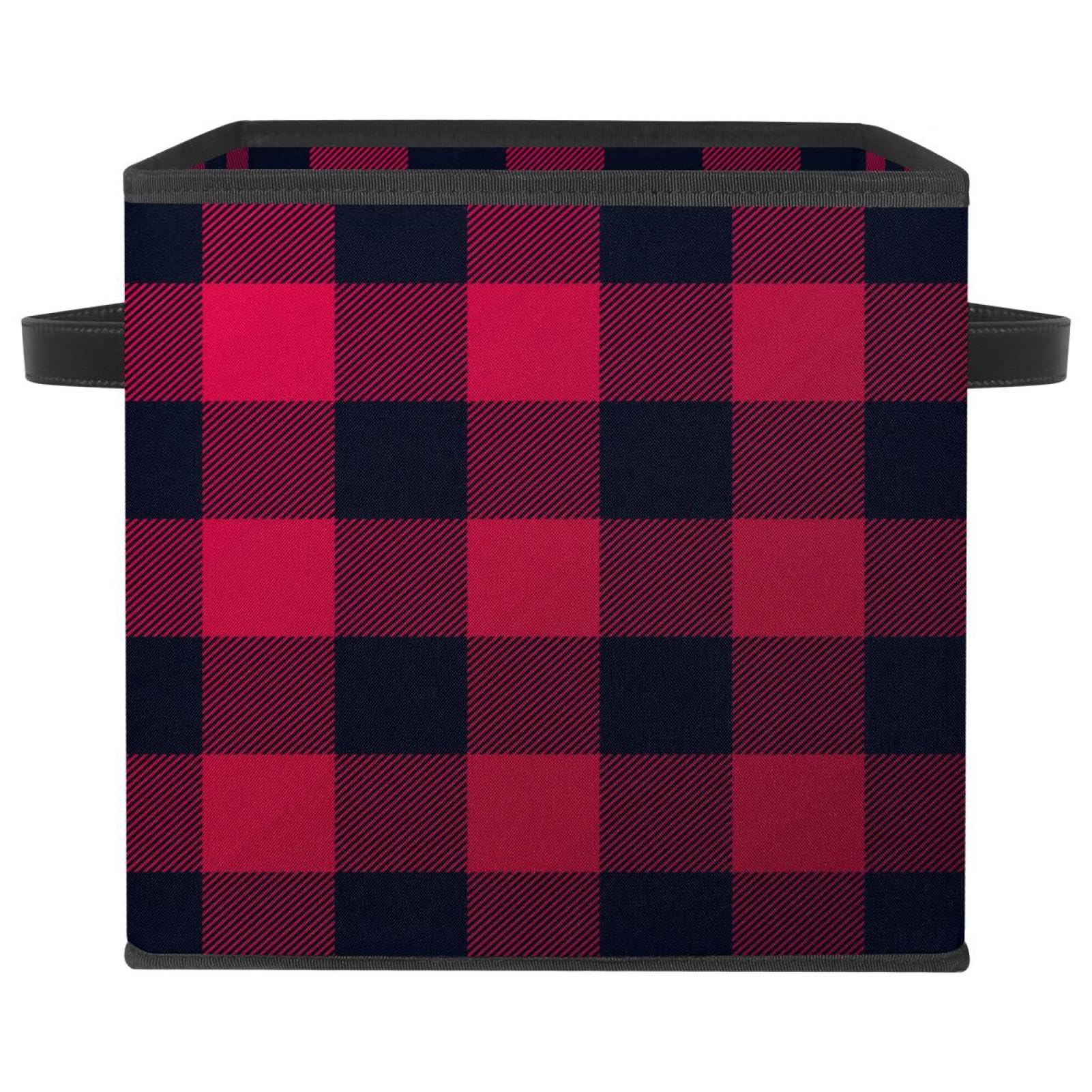 Boîte de rangement pliable anti-désordre | Bac en tissu écossais avec poignées pour le placard