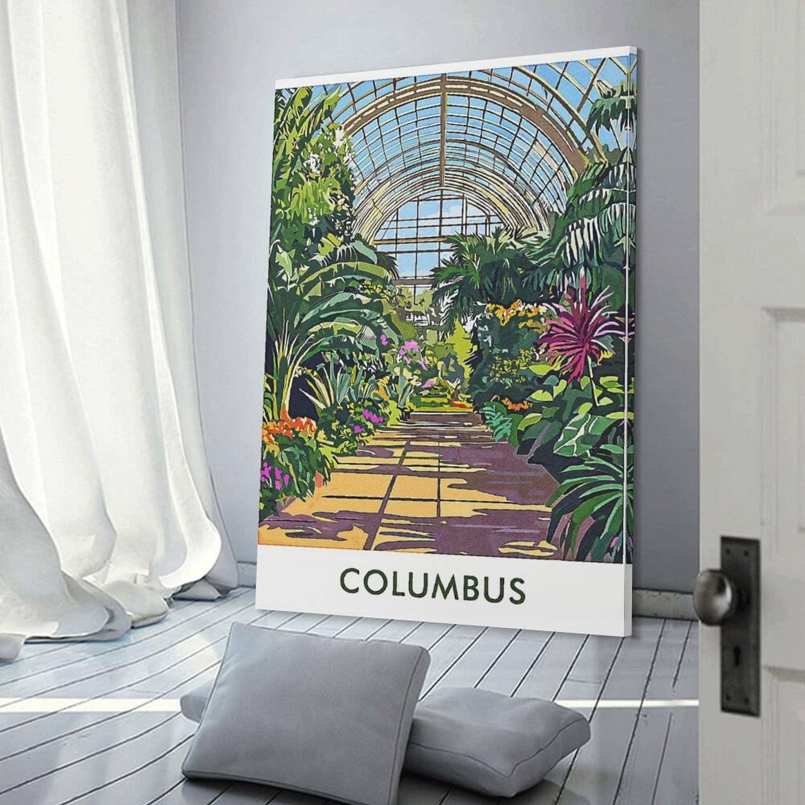 Junmoney Columbus Greenhouse Hanging Wall Art 08x12inch(20x30cm), for Front Hall, Corridor Or Welcome Spaces, Wall Decor to Refresh Empty Corners