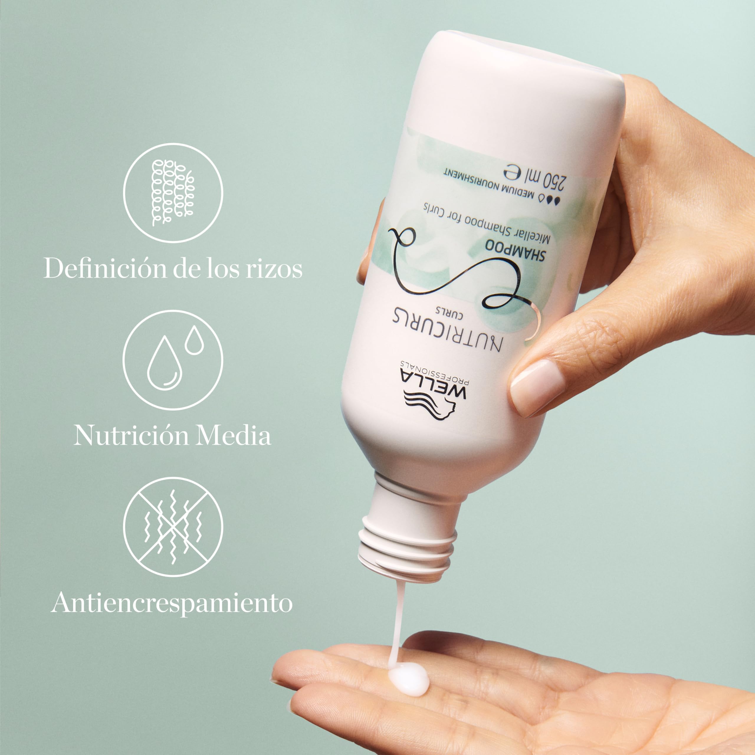 Wella Professionals NUTRICURLS - Champú Micelar - Rizos y ondas - Antiencrespamiento - Nutrición media - Aceite de Jojoba