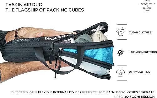 Miniatura 2 de Taskin Cubos de embalaje de compresión Compartimentos separados de limpieza y suciedad con separador flexible Cremalleras YKK Juego de 4 (2L + 2M)