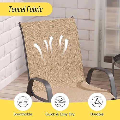 Miniatura 6 de Betterhood Juego de 6 sillas de patio, sillas de comedor apilables para exteriores con tela de asiento transpirable, marco de metal recubierto de