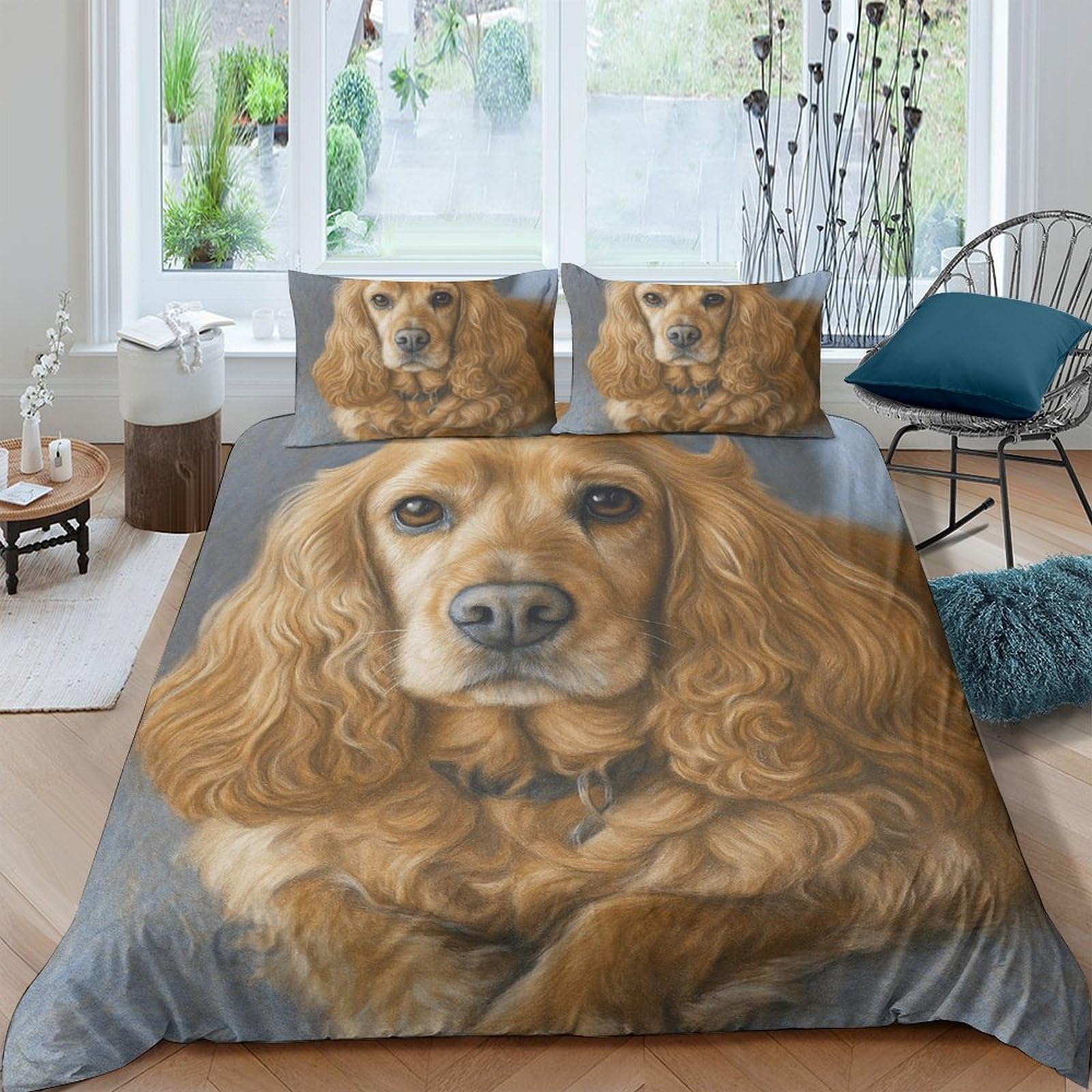 Ctjqhvkz Style-4 3D Printed Golden Retriever Fitted Sheet Microfiber Soft Dog Portrait Bed Cover For Bedroom Dorm Mattress Protection Decor Single（135X200cm）