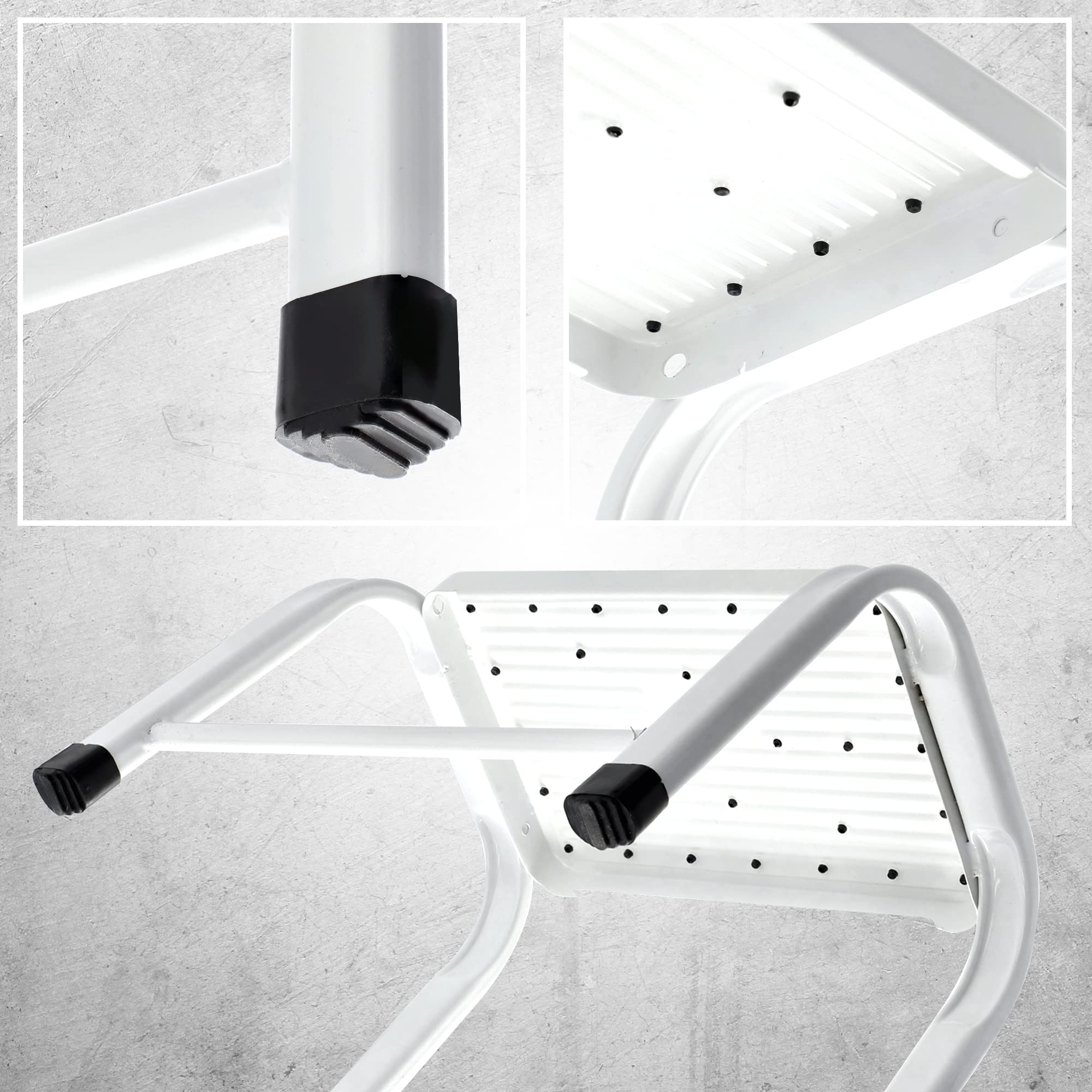 KADAX Taburete de acero, escalera doméstica de hasta 150 kg, taburete de transporte con patas antideslizantes, escalera doméstica, taburete de aluminio (1 nivel)