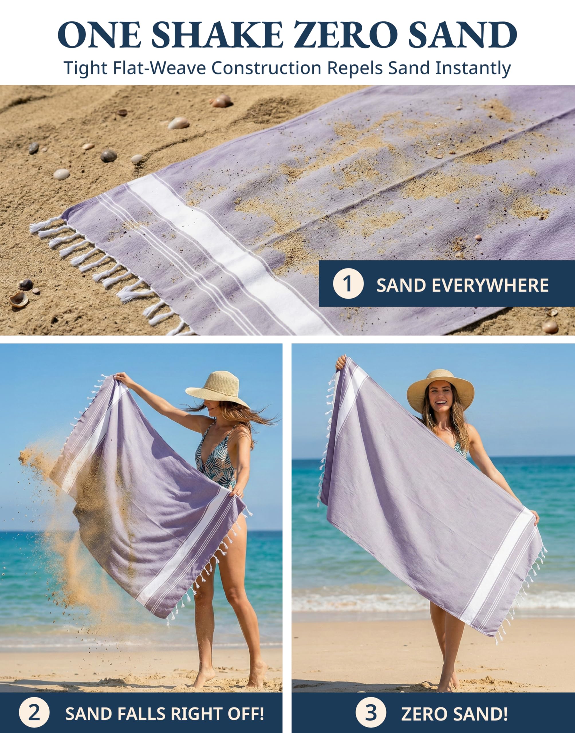Lane Linen Lot de 4 serviettes de plage surdimensionnées – Serviettes turques pré-lavées, à séchage rapide pour voyage, grandes serviettes de piscine, 99,1 x 180,3 cm – Pour pause journée