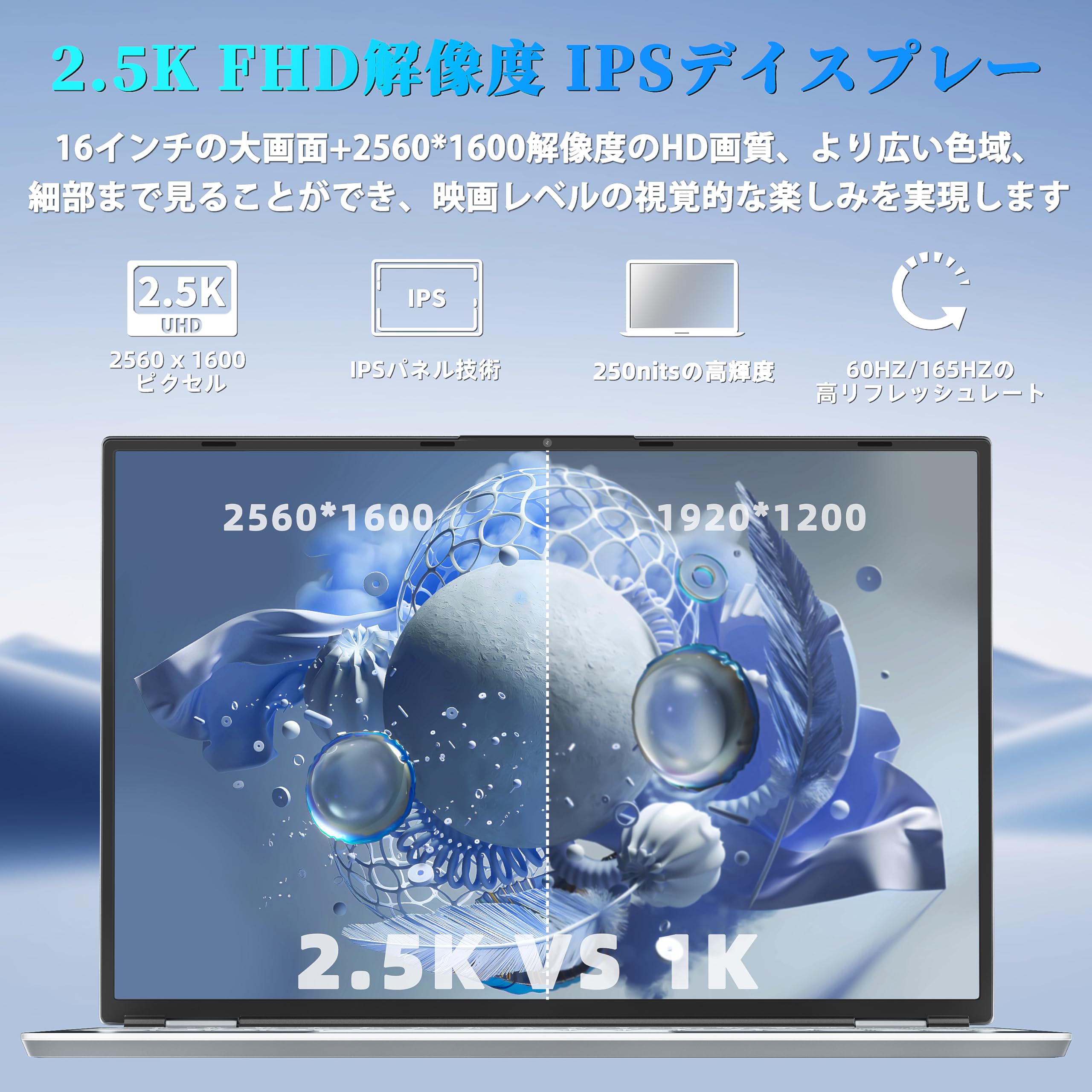 Amazon.co.jp: 16インチ2.5K FHD(2560x1600) IPS ノートパソコン【MS