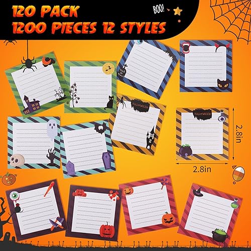Miniatura 2 de Yexiya 120 notas adhesivas de Halloween con diseño de calabaza, extraño y espeluznante, autoadhesivas, divertidas notas adhesivas, marcadores de