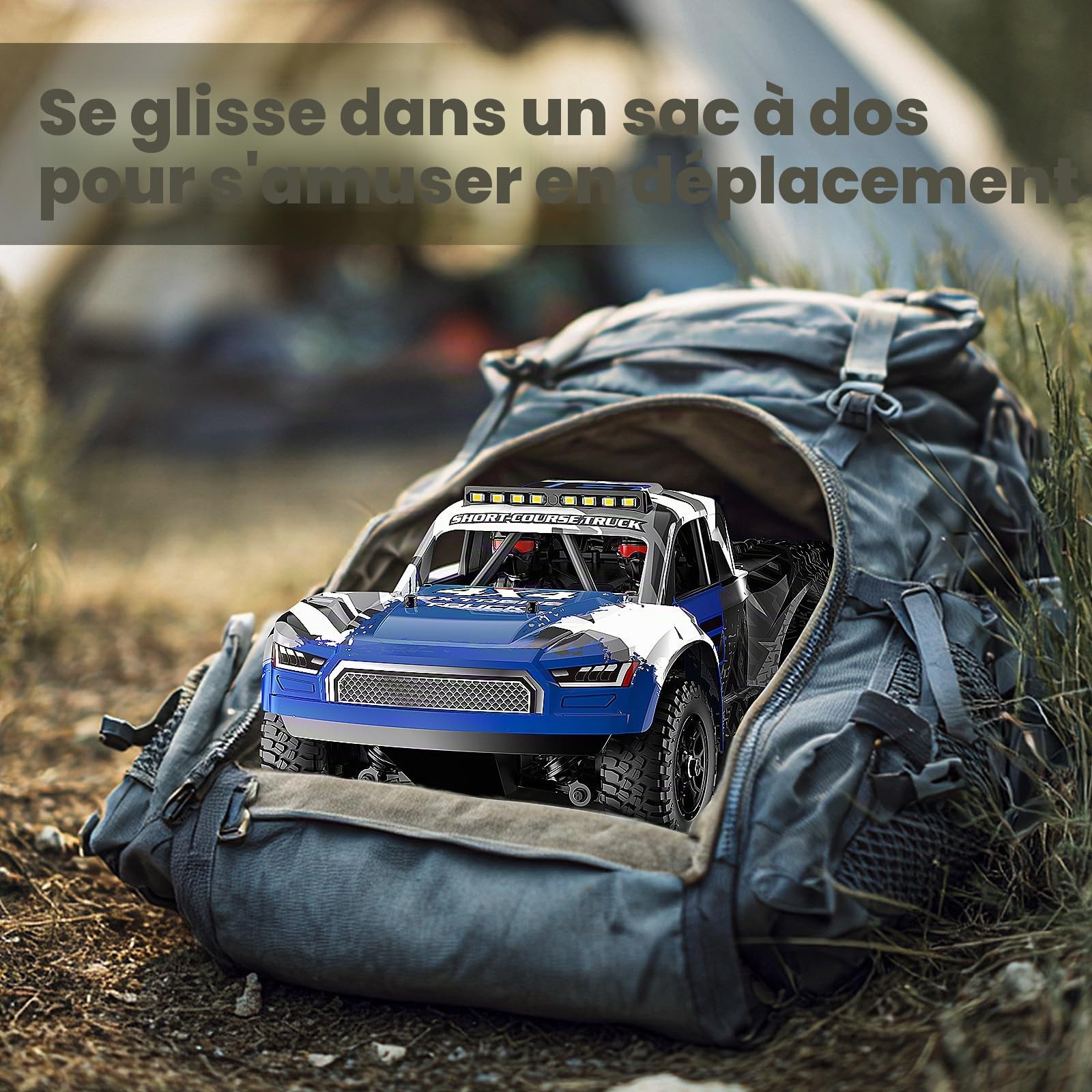 Voiture télécommandée 1:16, 2,4GHz Rapide 36 km/h, Véhicule Électrique Tout Terrain 4WD Résistant à l’Eau avec Doubles Batteries, Pneus Drift & Tout-Terrain, Transmission Métal et Éclairage LED
