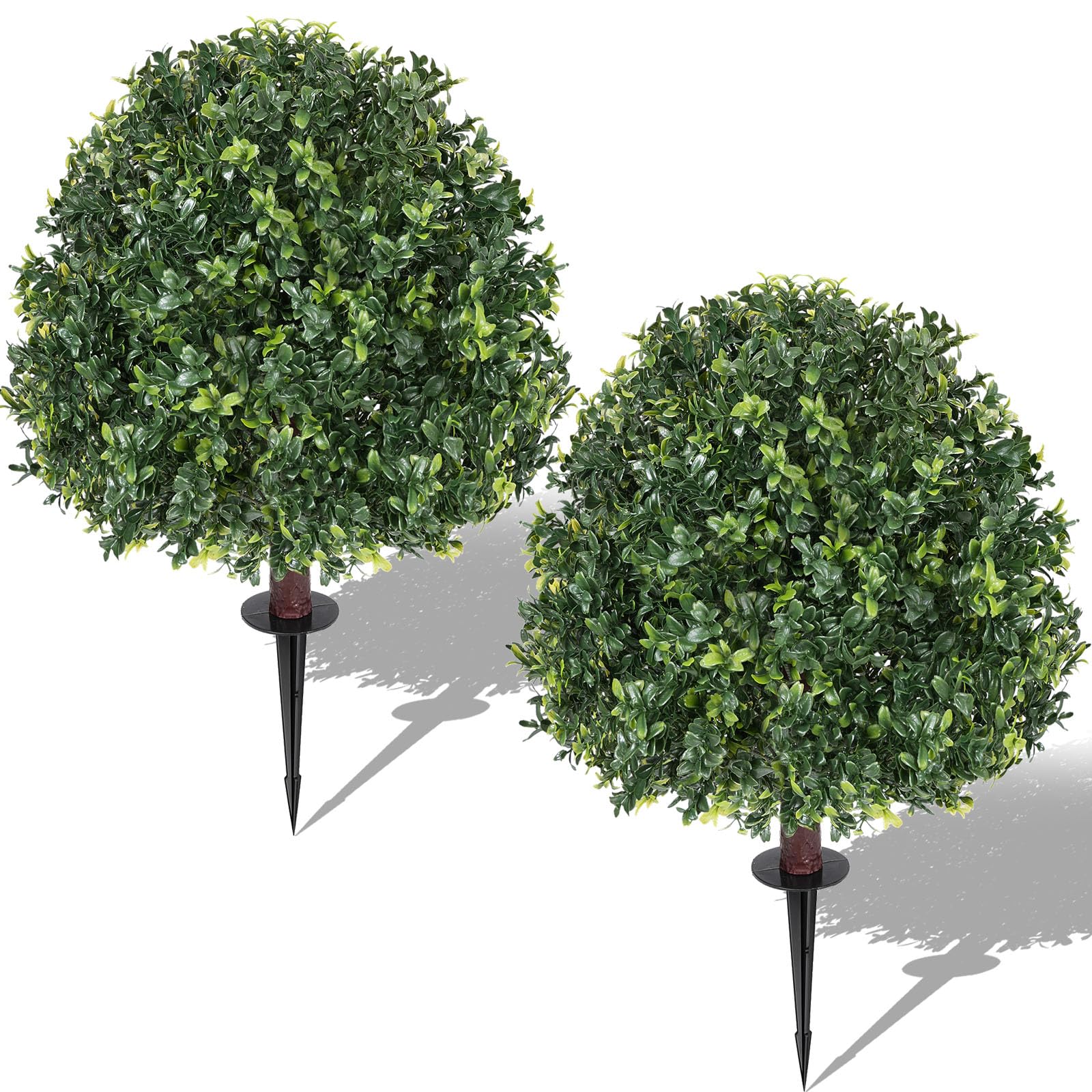 26.5" Artificial Boxwood Topiary Balls Set of 2 Shrubs with