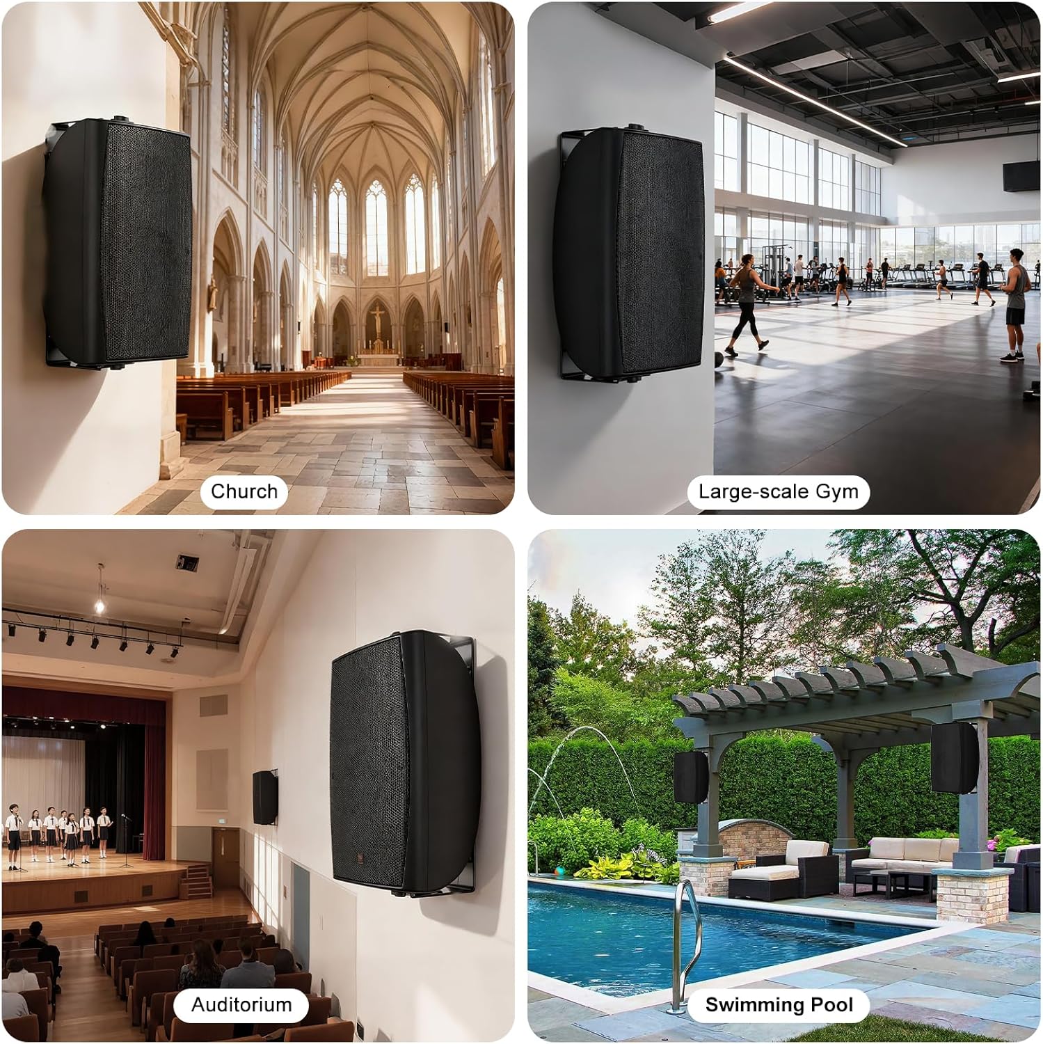 STUDIOFINIX 8-Inch 600W Outdoor Bluetooth Speakers Waterproof Wired, Wall-Mount Waterproof Speaker System Ideal for Large Spaces (Commercial Areas, Spacious Backyards, Auditorium) - Image 8