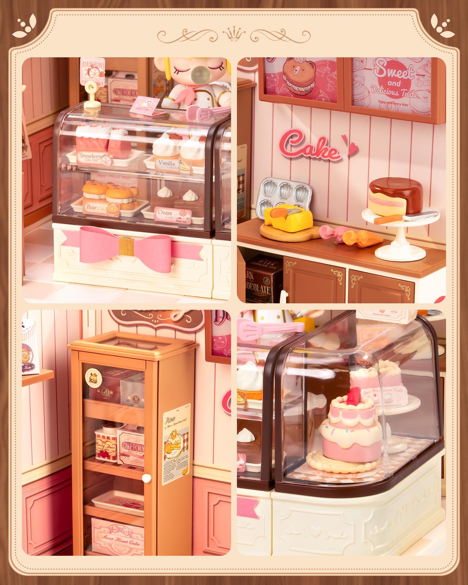 Rolife Super Creator Model Kits Dollhouse, Kit Casa in Miniatura Fai da te Con Luce, Adatto Per la Decorazione Della Scrivania di Casa, Regalo di Compleanno di Natale per Adulti (Tasty Cake Shop)