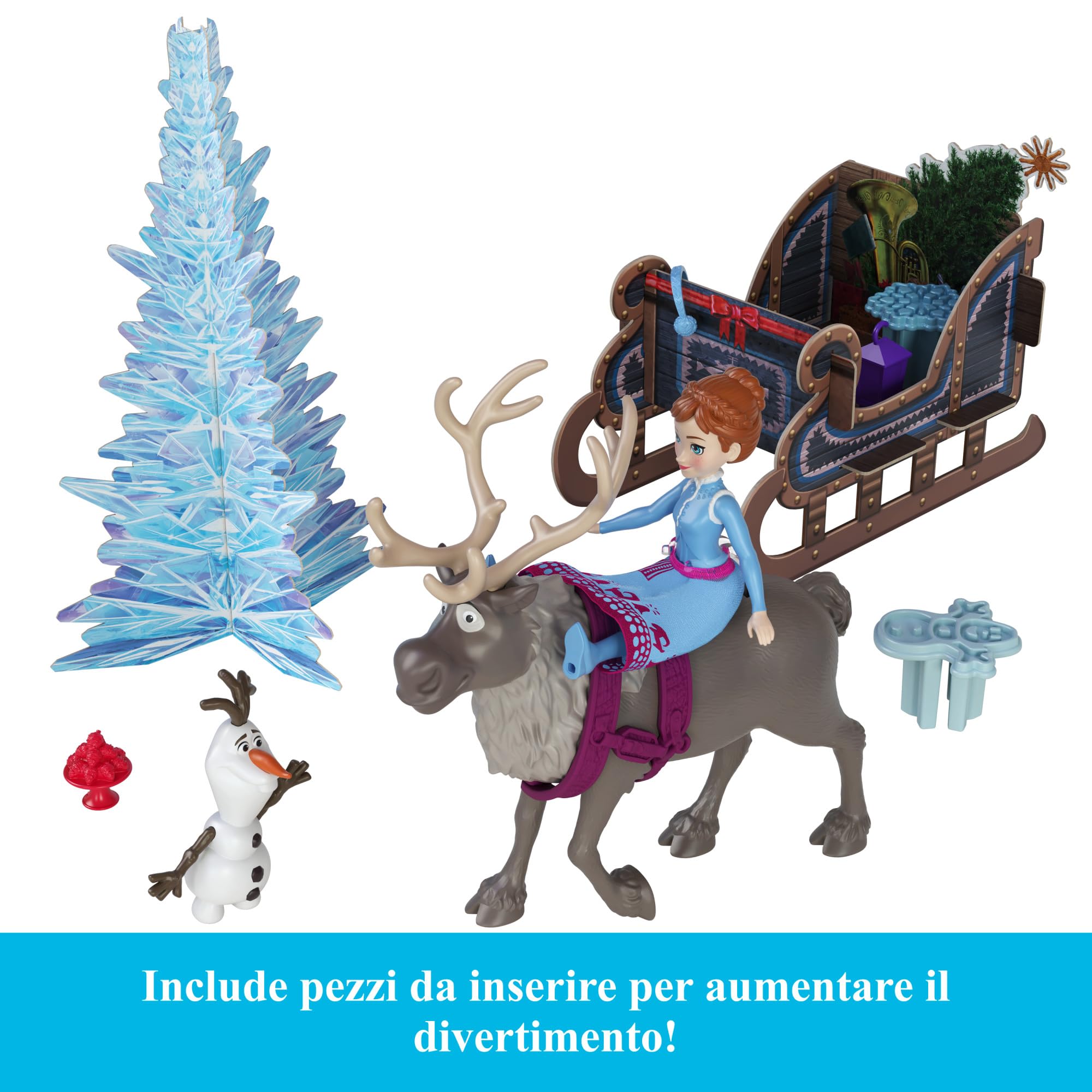Mattel Disney Frozen - Calendario dell'Avvento, include 2 mini bambole Anna ed Elsa, 2 personaggi amici, sabbia modellabile e 24 sorprese per le feste, giocattolo per bambini, 3+ anni, HWX20