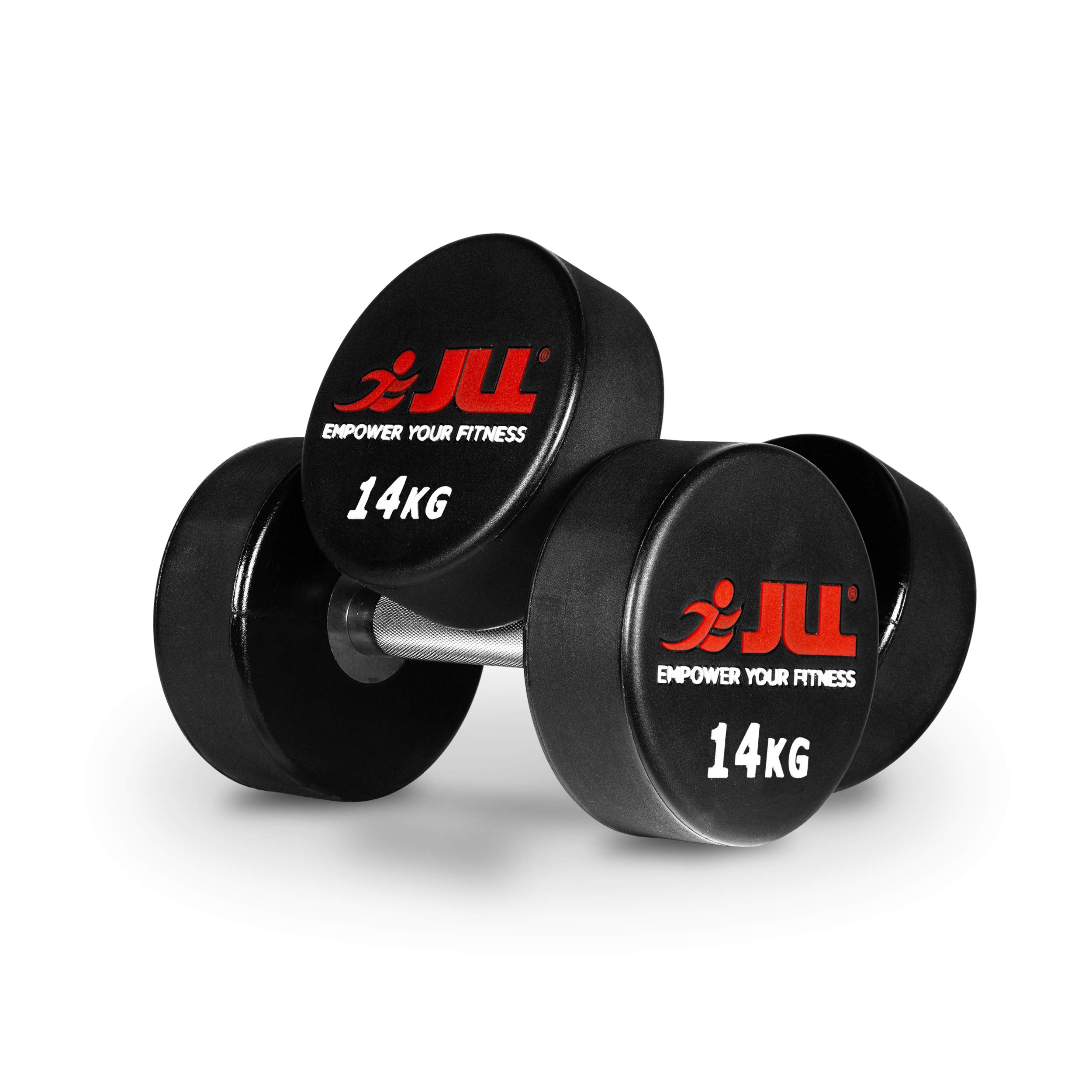 JLL PU Dumbbell, Commercial Grade Round Dumbbells, Hand Weights Pair Ideal for Strength Training at Home or Gym -2x14kg