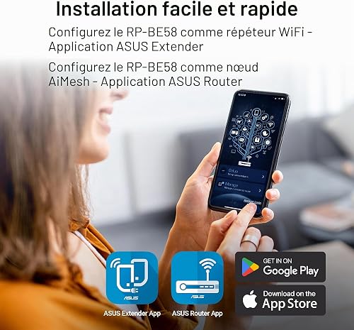 ASUS RP-BE58 BE3600 Dual Band WiFi 7 AiMesh Ripetitore (Range Extender, fino a 3.600 Mbps, WiFi senza cuciture, facile configurazione tramite app) - 6