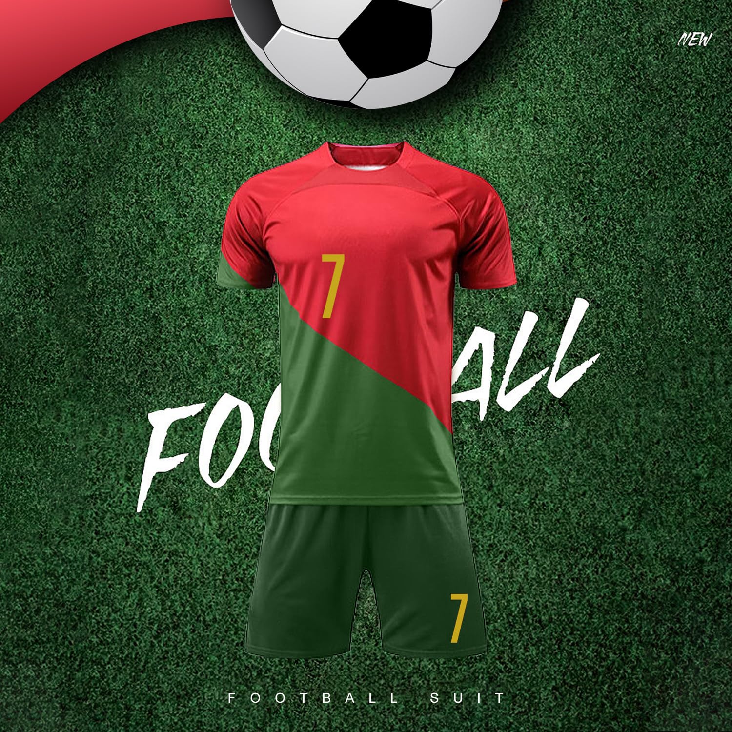 Ronronner Maglie da Calcio,7 Rosso Maglia T-Shirt, Maglia da Calcio per Bambini, Maglietta da Calcio per Bambini con Pantaloncini con Le Calze per Bambino Ragazzo