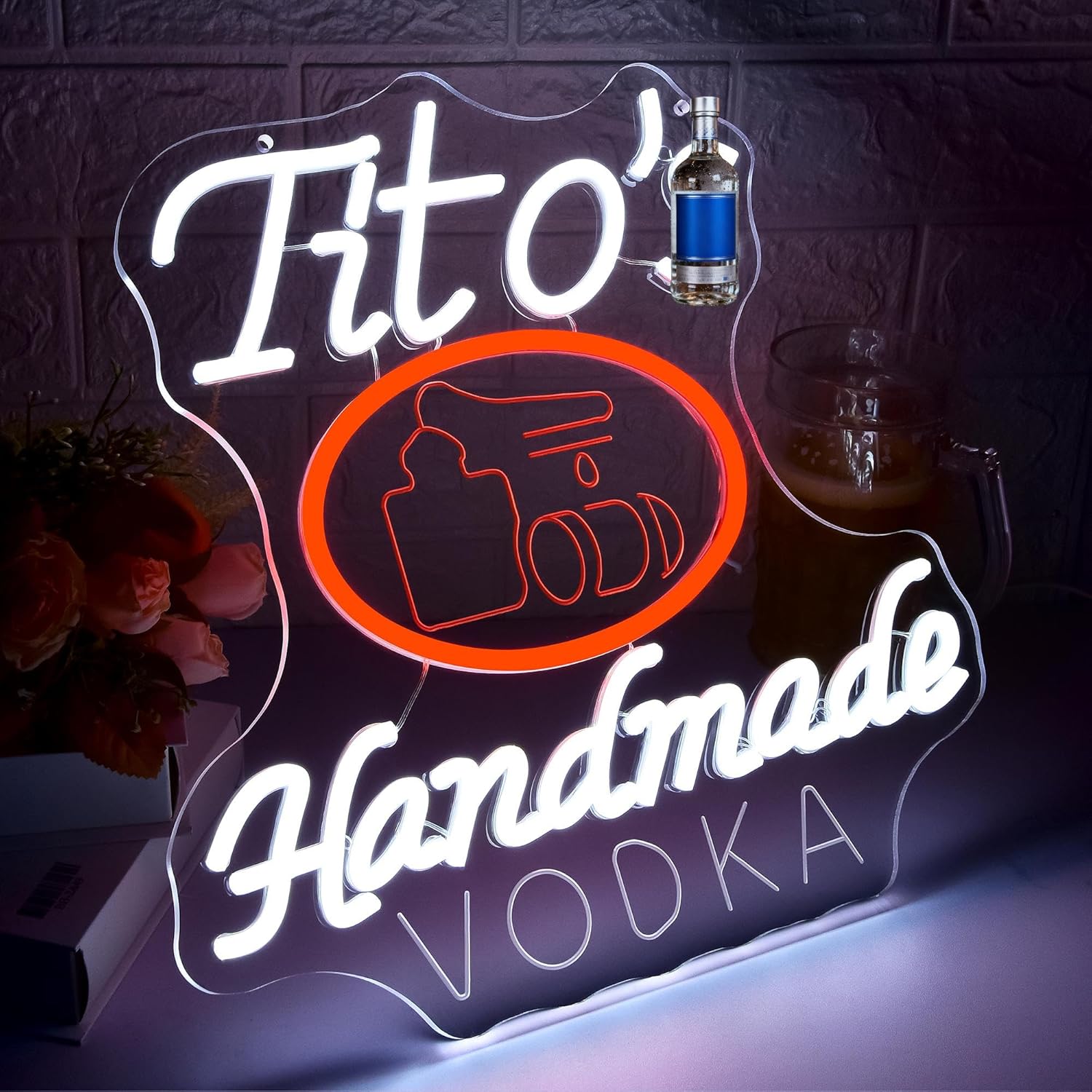Vodka Neon Sign for Wall Decor Dimmable Neon Light Up Sign for Man Cave Vodka Led Business Signs Suitable for Bar Home Bar Store Bistro Party Club Restaurant Bedroom Size12.9 * 12.9In(P352) - Image 2