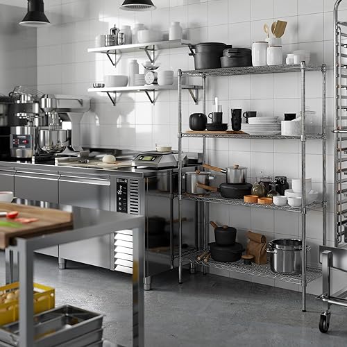 Kit de estantería de alambre cromado de 4 niveles de 14 pulgadas de profundidad x 42 pulgadas de ancho x 64 pulgadas de alto Unidad de estante de