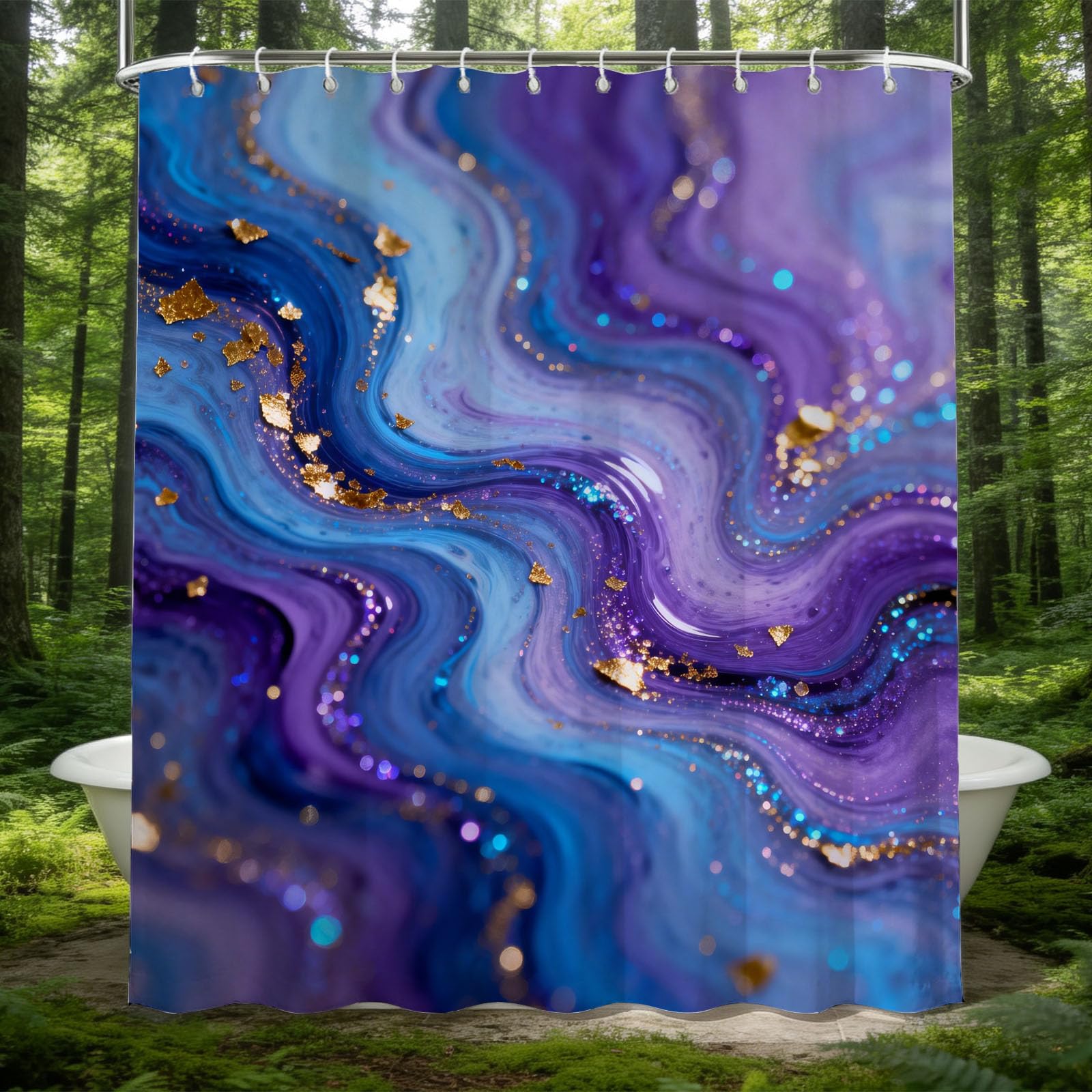 Hongduo 3D Marble Texture Shower Curtain for Stalls Bathtubs Gradient Colors Bathroom Decor Shower Curtain Set Polyester Fabric Waterproof 180x200cm/71X79 Inch with Hooks