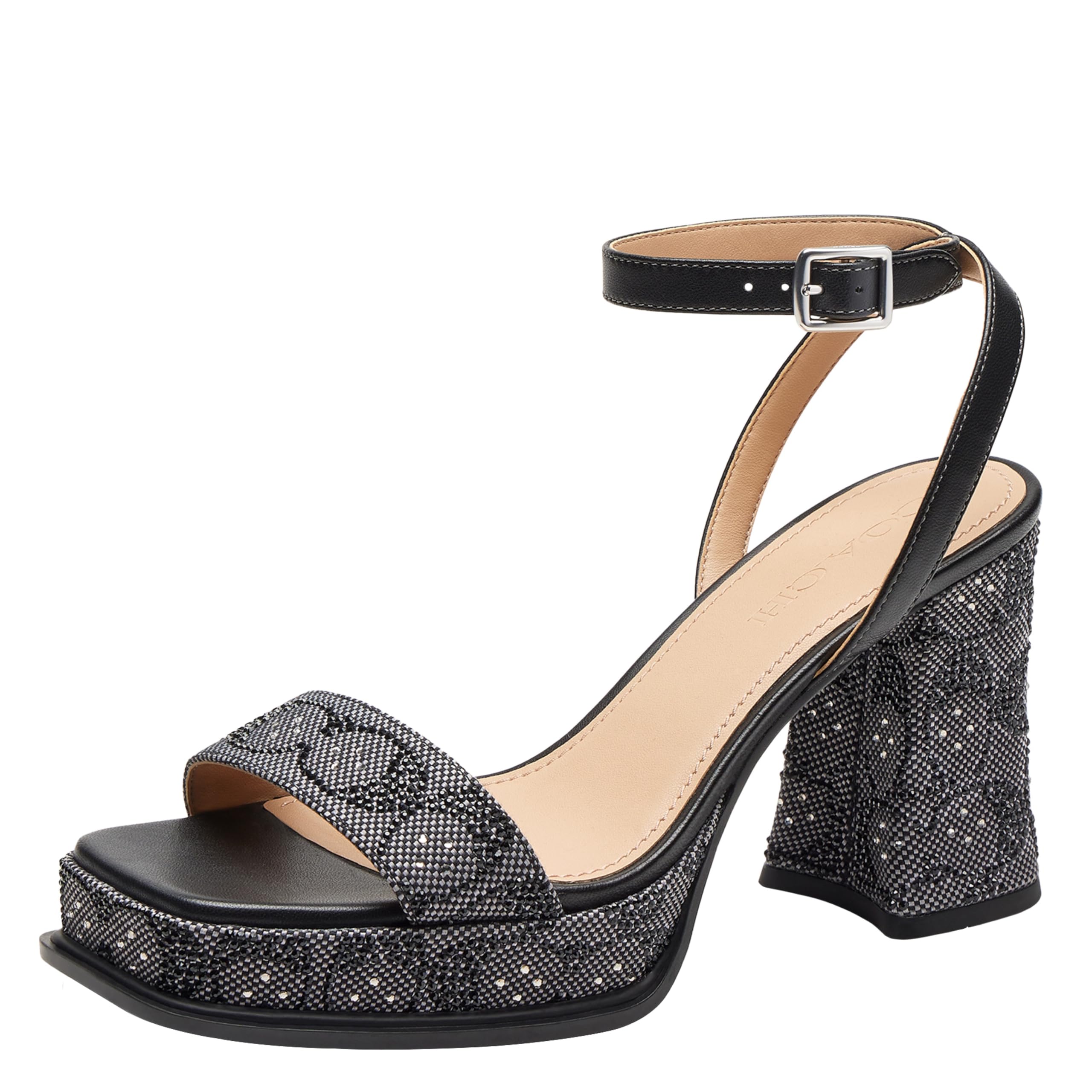 COACH womens Platform Sandal in Crystal Signature Jacquard