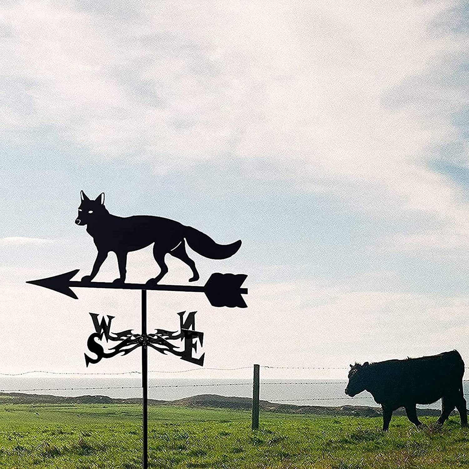 Tiere Outdoor Metallfahne Edelstahl Windfahne Fuchs Windspiel Windfahne Richtung Windgeschwindigkeit Richtungsanzeige für Gartendekorationen