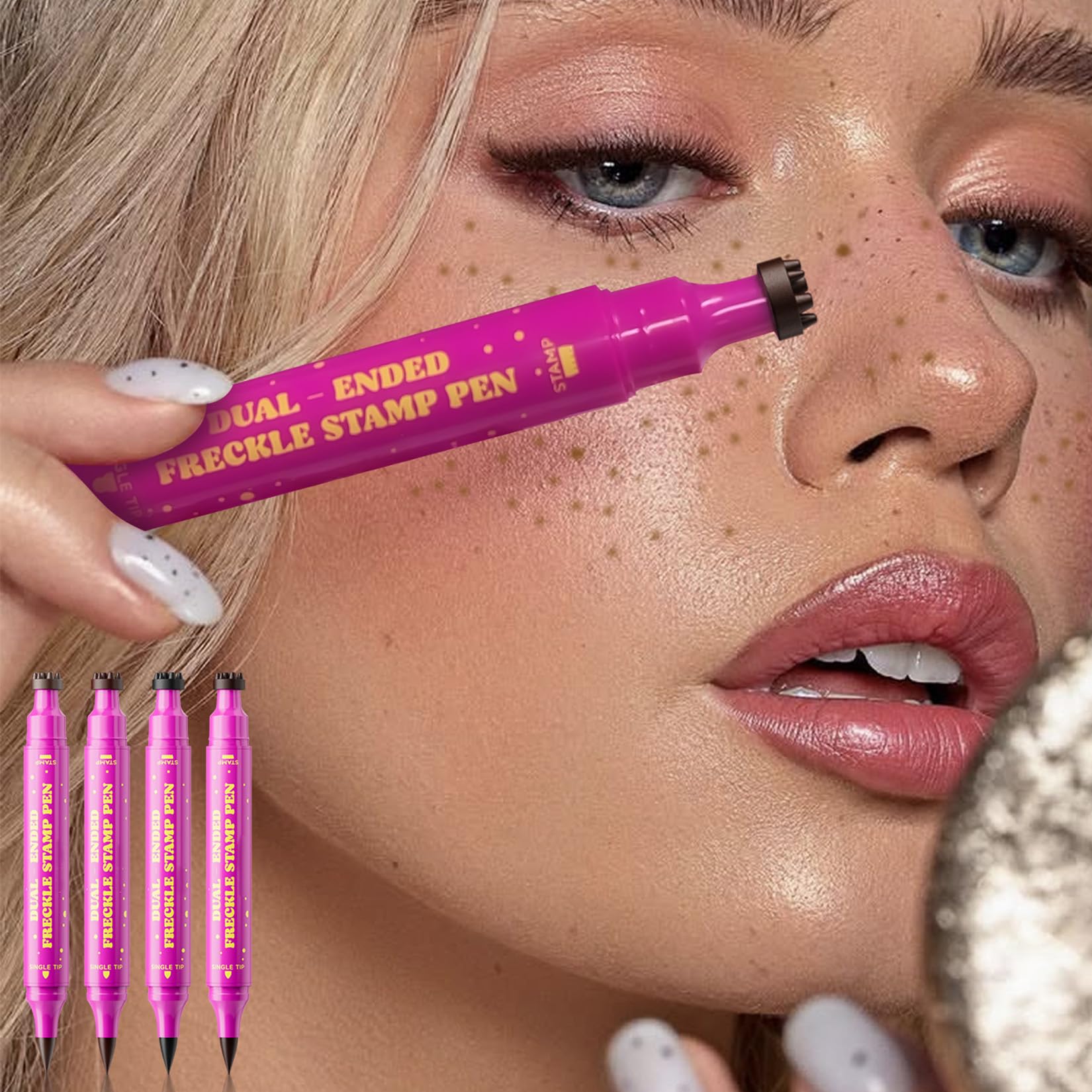2 in 1 Freckle Stamp Pen & Liquid Eyeliner, Waterproof Long-Lasting Quick Dry Makeup Tool - Image 3