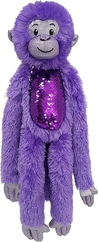 Miniatura 2 de Mono Funkee morado brillante con manos de velcro y vientre de lentejuelas, 21 pulgadas de alto