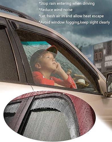 Miniatura 3 de Deflector de viento para ventana lateral, 2 protectores de lluvia con cinta de canal, visera de ventana para Jeep Wrangler JK 2007-2018 modelo de 2