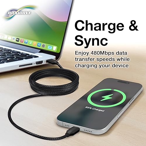 Miniatura 4 de BoxWave Cable Compatible with Elgato HD60 X (Cable by BoxWave) - DirectSync PD Cable (10ft) - USB-C to USB-C (100W), Long 10 Foot PD Braided Nylon