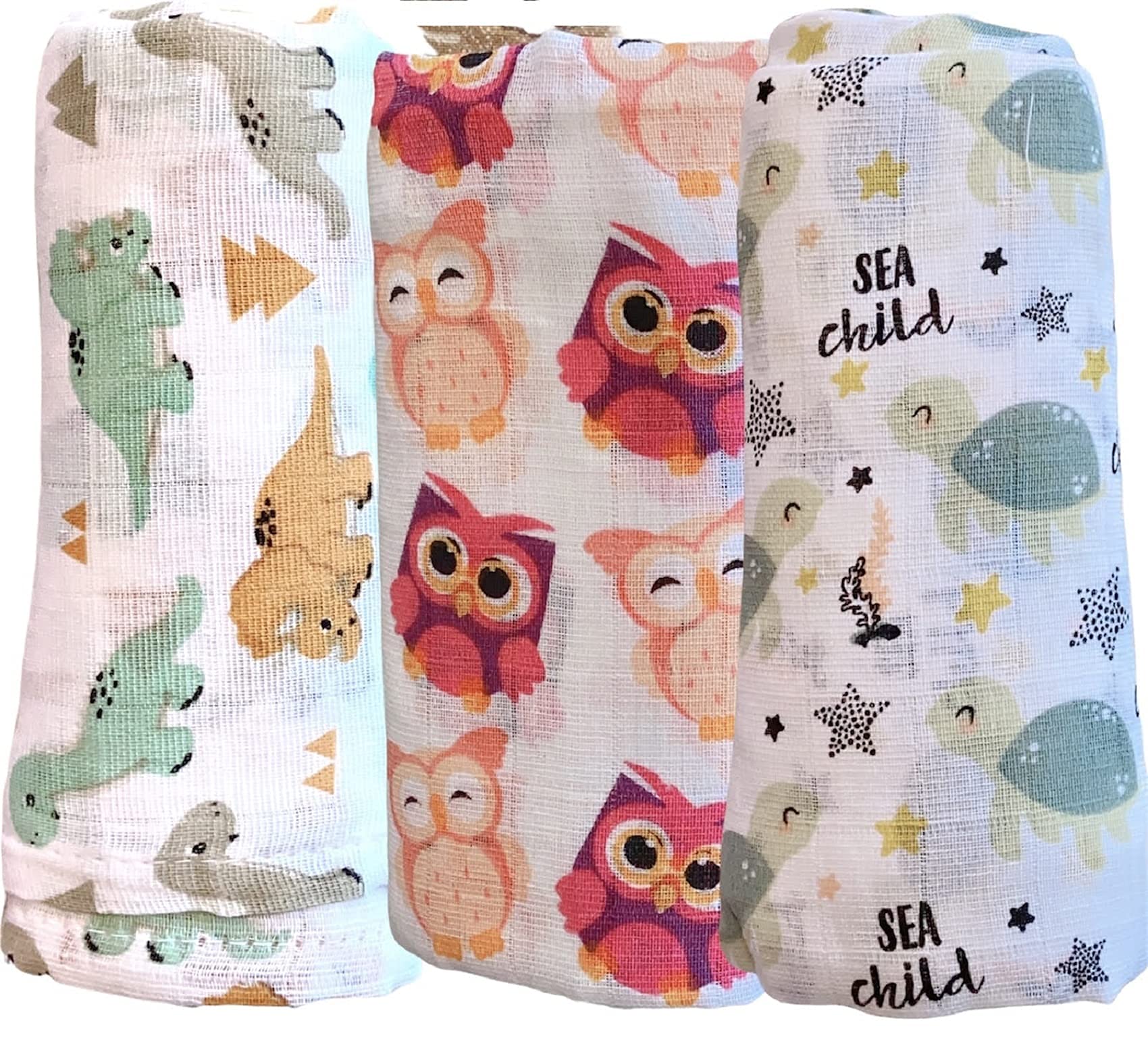 Sasma Home - 100% cotone Baby Mussola Squares - Confezione da 6 grandi quadrati di mussola 70x70 cm Unisex - Asciugamani, coperta, panno per il rutto (retrò