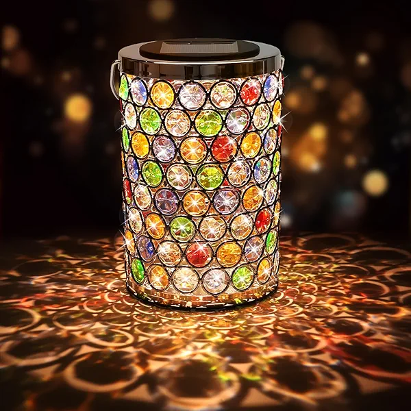 Solar Lanterns Outdoor – Mosaic Crystal & Hummingbird Hanging Solar Lights, IP65 Waterproof Solar Powered Garden Decor Lanterns for Patio, Backyard, Pathway, Christmas, Birthday Gifts for Wo