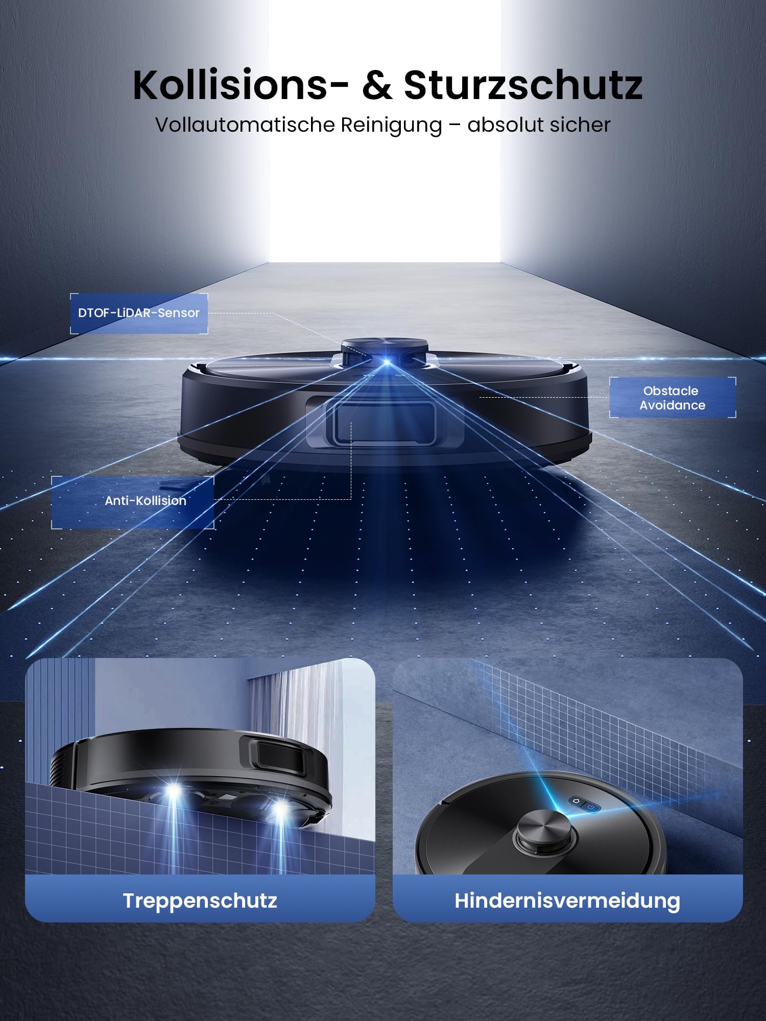 Proscenic Q10+ Saugroboter mit Wischfunktion, 10000Pa 200Min Staubsauger Roboter, Intelligentes Laser Navigation mit 5 Karten, Smarte Steuerung via App, Alexa & Siri Apple Watch, Hartböden, Teppichen