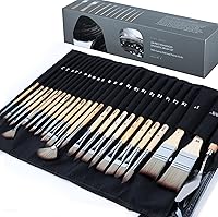ARTIFY 25-Piece Professional Synthetic Paint Brush Set for Acrylic, Oil, Watercolor, Gouache - No Shedding, Roll Case & Palette Knife