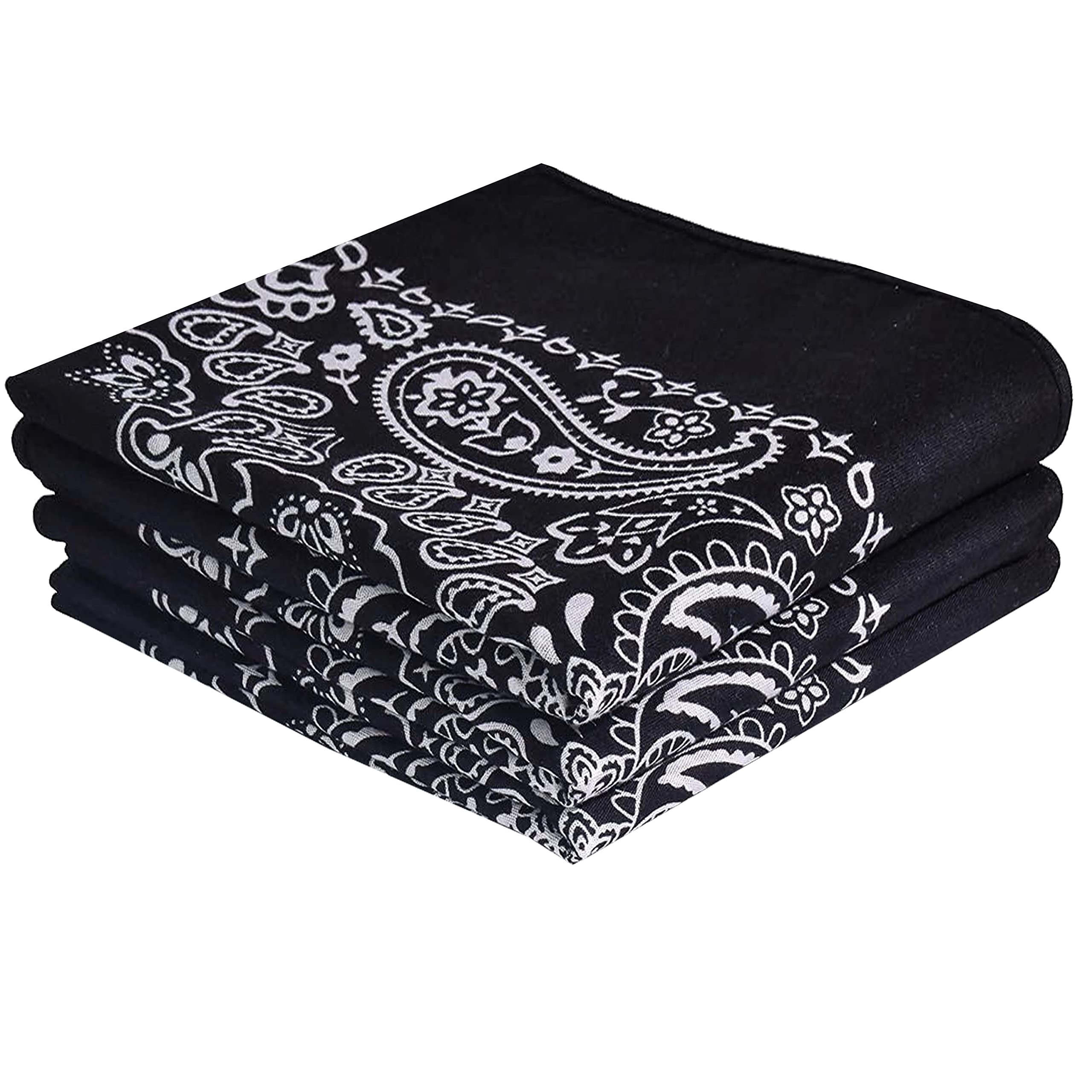 Classic Paisley Bandanas - 3 Pack Gift Set, 100% Cotton, 22x22 Inches