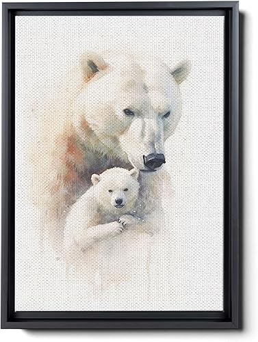 Fox Mother Cub Print, In The Style Of Stencil-Based, Ivory, Kids Wall Art, Kids Wall Art Display, Mom And Baby Animal Art Print