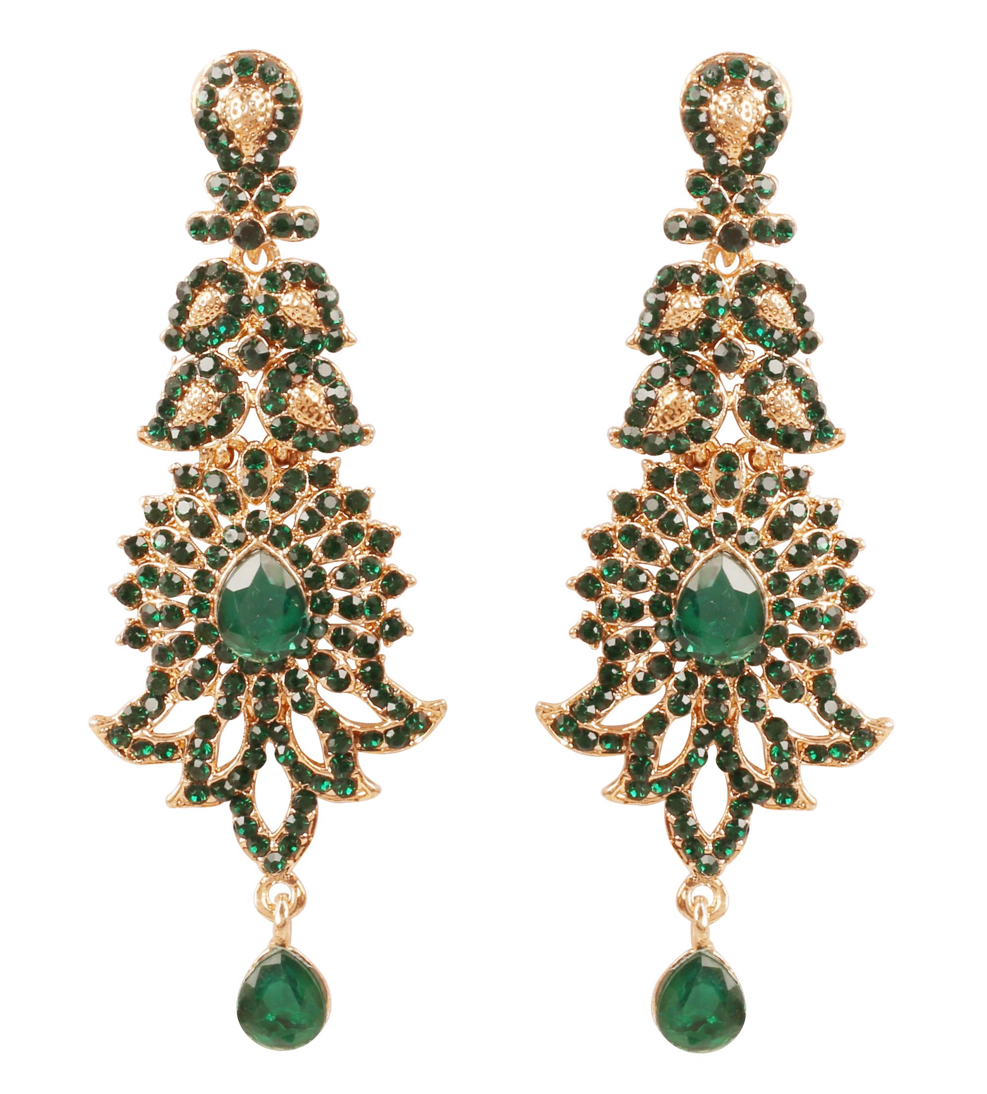 "Hollywood Glamour Oscar Collection" Extra Long Chandelier Earrings Indian Paisley Motif Designer Bridal Jewelry In Antique Gold or White Tone for Women.