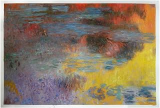 Water-Lily Pond, Evening (left panel) - Claude Monet high quality hand-painted oil painting reproduction,beautiful twilight garden pond flowers reflections