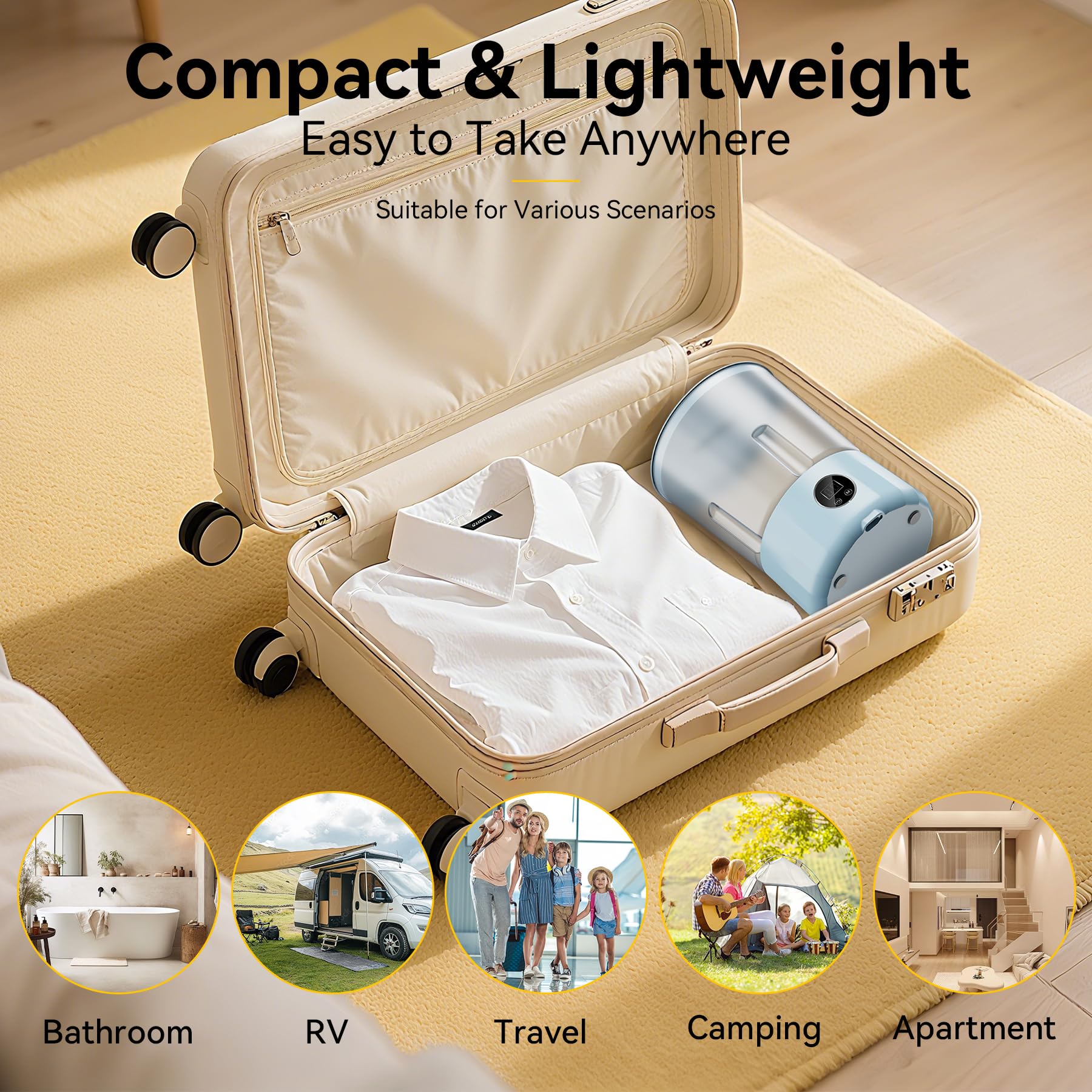 Mini lavadora recargable - Lavadora portátil compacta con 3 modos de limpieza, dispositivo de lavandería de limpieza profunda para ropa interior, calcetines, toallas - ideal para dormitorio