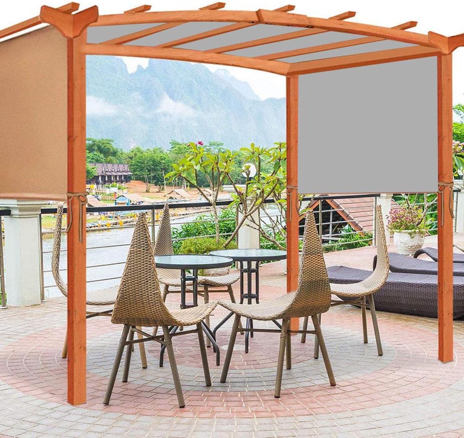 Universal Breathable Pergola Cover, Pergola Replacement Canopy, Shade Cover with Breathable Fabric & Rod Pockets, Pergola Covers for Curved Pergola Structure