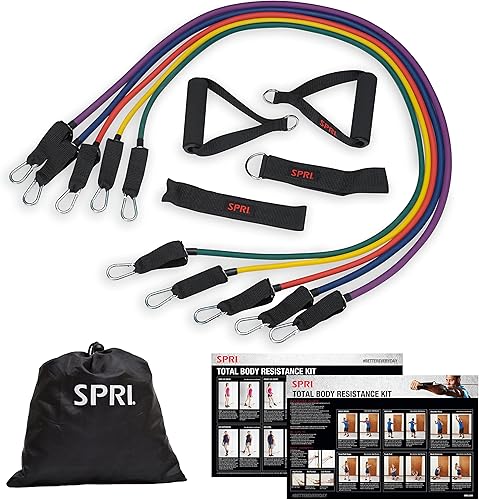 Miniatura 2 de Kit de bandas de resistencia SPRI - Tubos intercambiables de entrenamiento de resistencia para tonificación de cuerpo completo - Incluye 5 bandas de