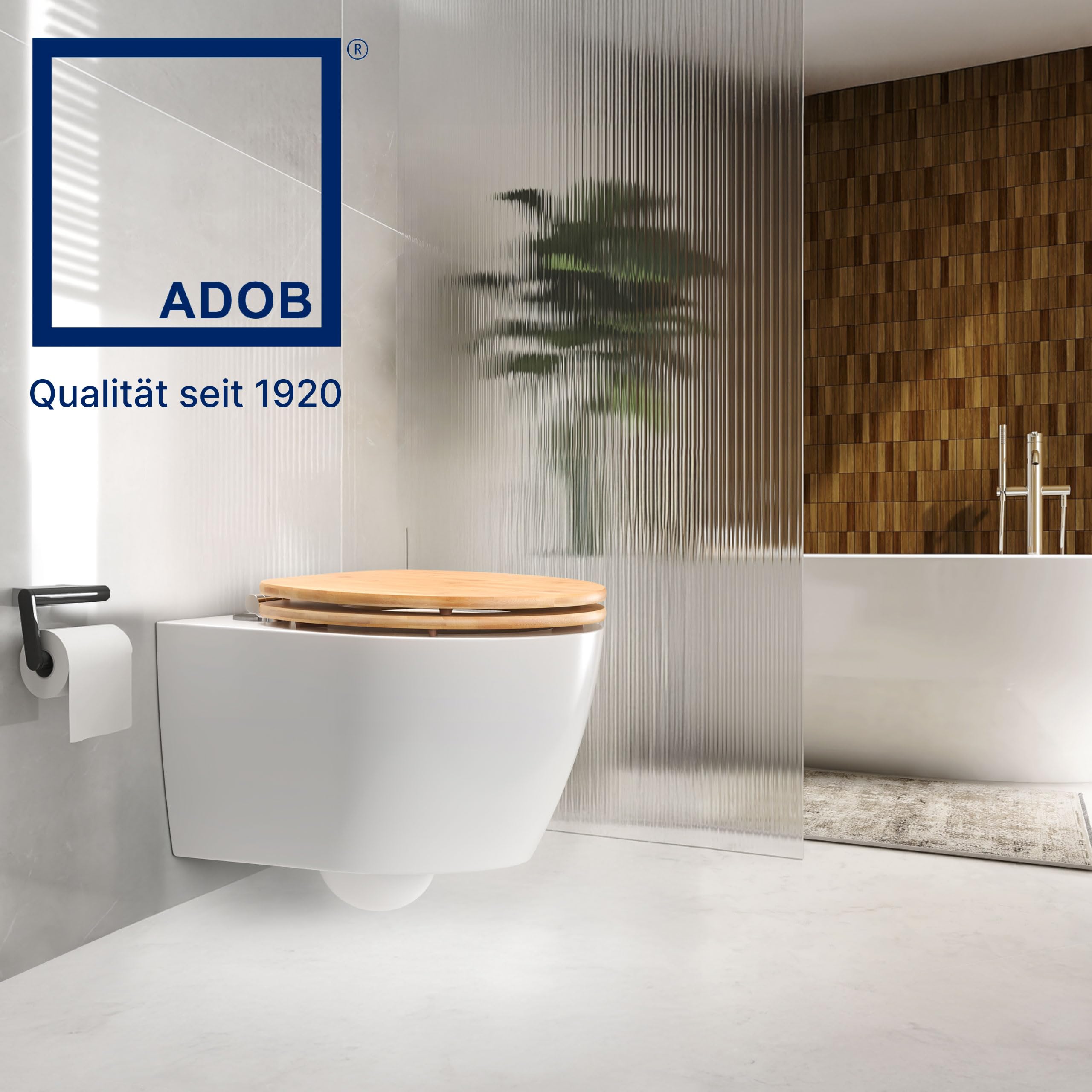 ADOB WC Sitz Klobrille Bambus dunkel aus echtem Bambus mit Absenkautomatik Bamboo natur, 33325