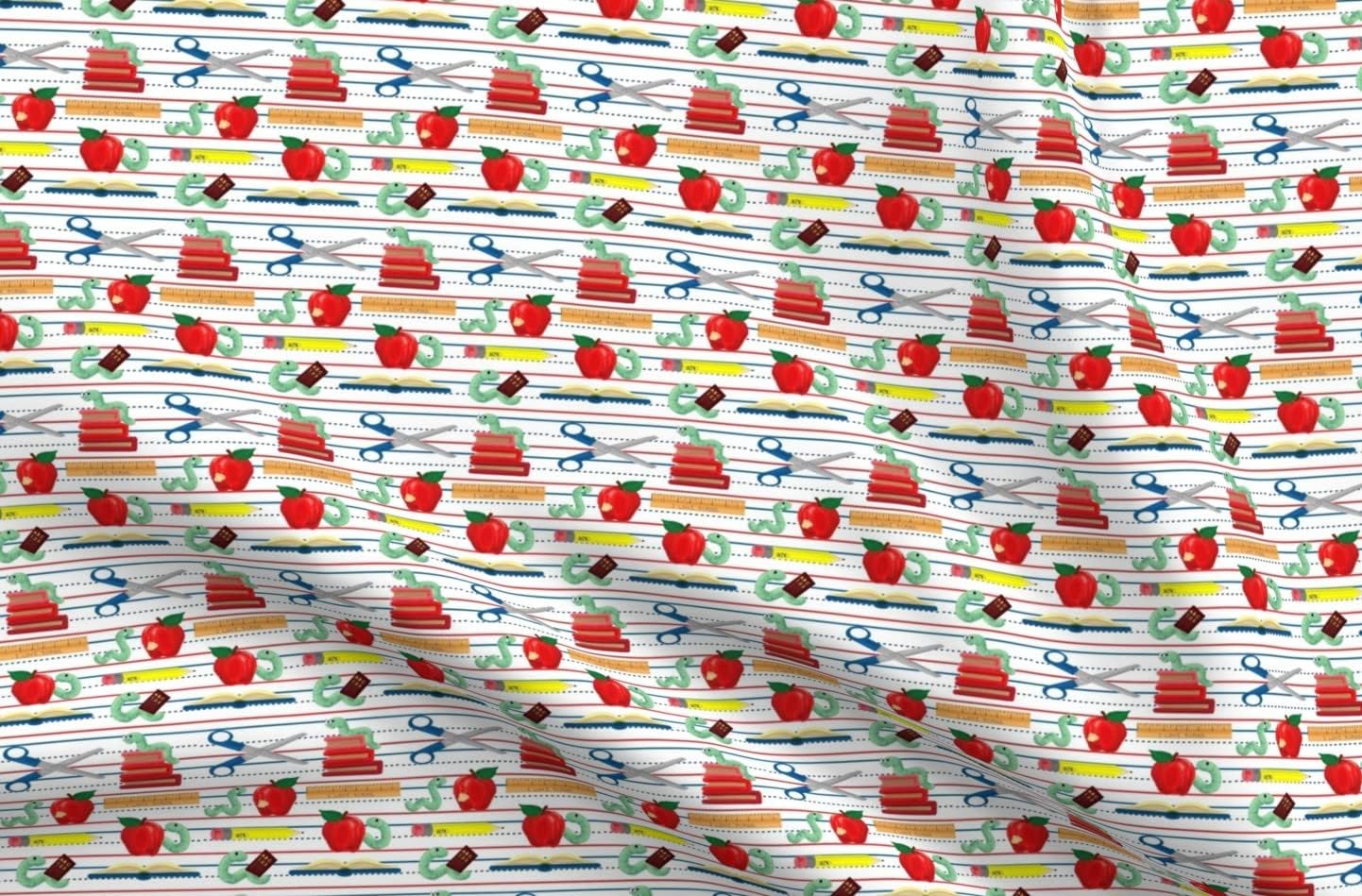 Spoonflower Fabric - School Kids Book Back Teacher Classroom Scissors Printed on Upholstery Velvet Fabric Fat Quarter - Upholstery Home Decor Bottomweight Apparel