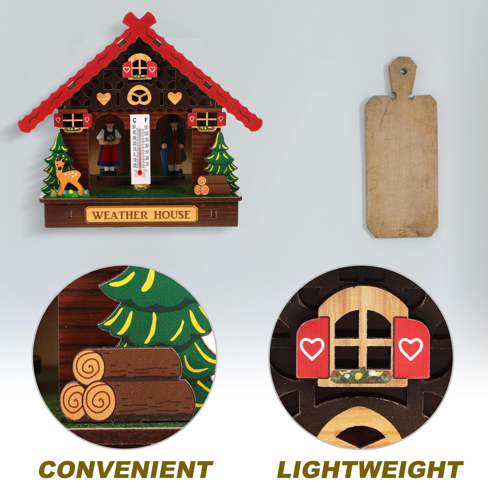 Termometro da Parete per Misurazioni Accurate in Legno Elegante con Barometro e Igrometro per Uso Interno e Decorazione della Casa