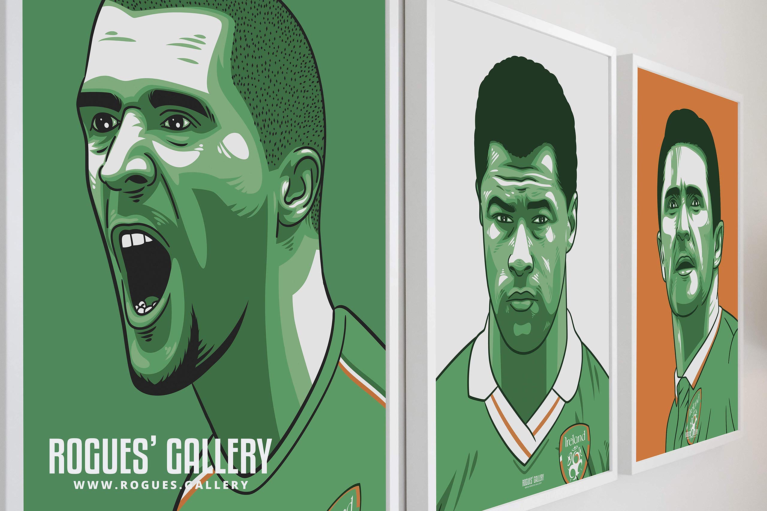 AMG Robbie Keane, Roy Keane & Paul McGrath - Ireland Legends - Set of 3 A3 Prints by Rogues' Gallery