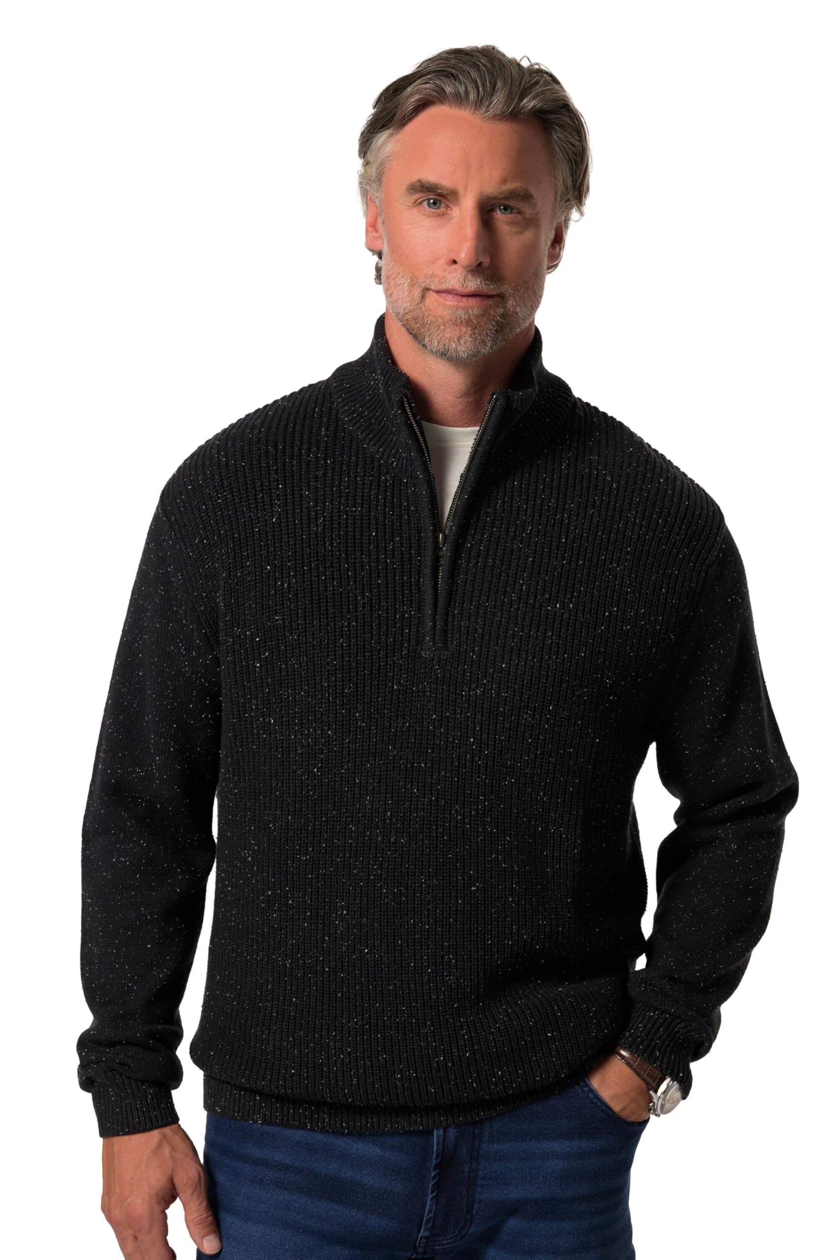 Boston Park Herren große Größen Übergrößen Menswear L-8XL Strick-Troyer, Langarm, Zippkragen 832862