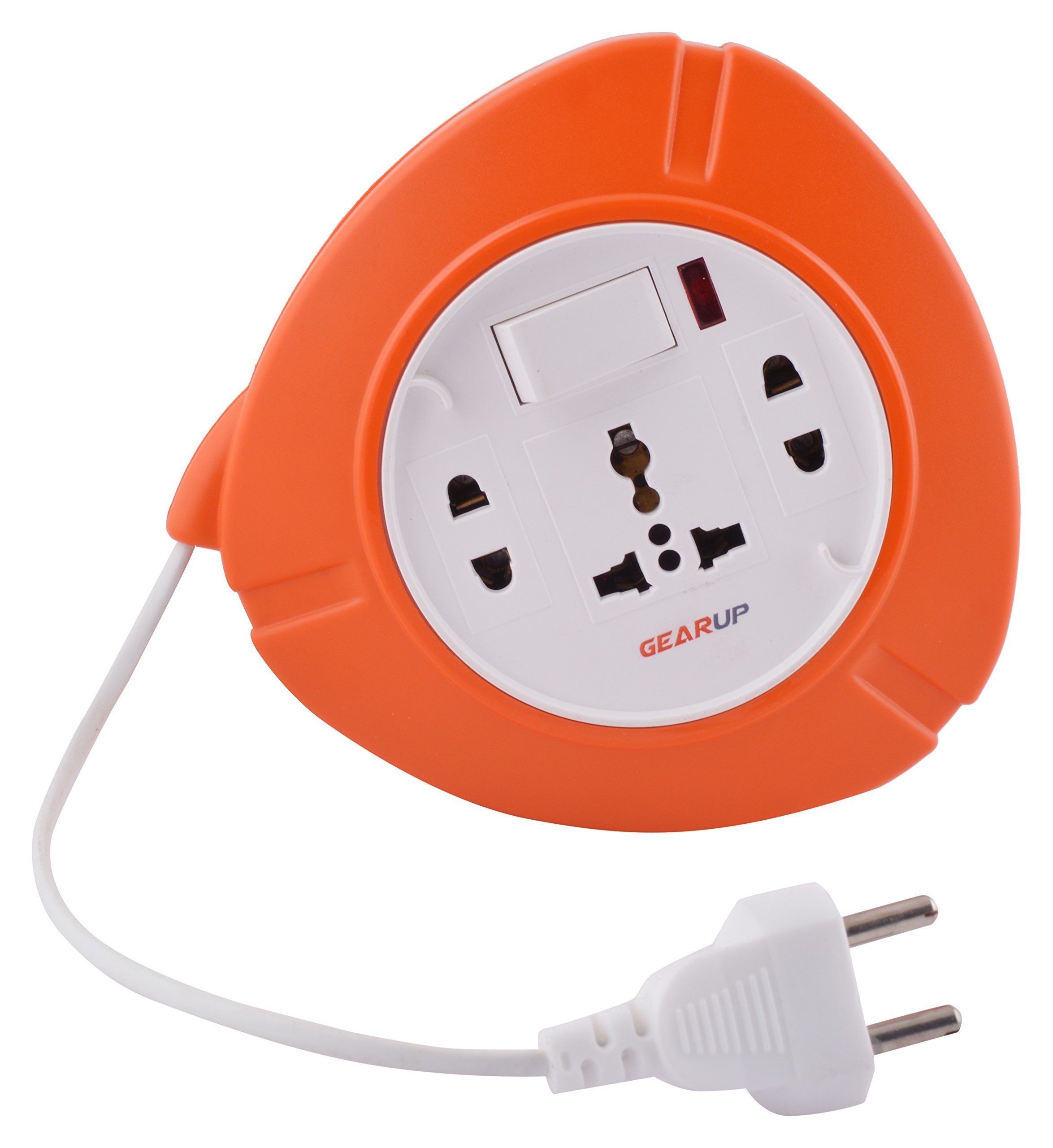 GEARUP Star Flex Box 5 meter 3 Socket Extension Boards 1 on/off Switch with Red Indicator (Orange, White, 5 M Extension Board)