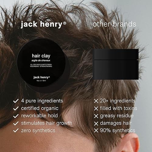 Miniatura 5 de Jack Henry Pomada de arcilla pomada hidratante de alta calidad para todo tipo de cabello sujeción natural todo el día con acabado mate producto de