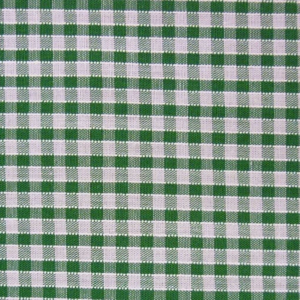 Green & White 1/8" (3 mm) Corded Gingham Polycotton Fabric (Per Metre)