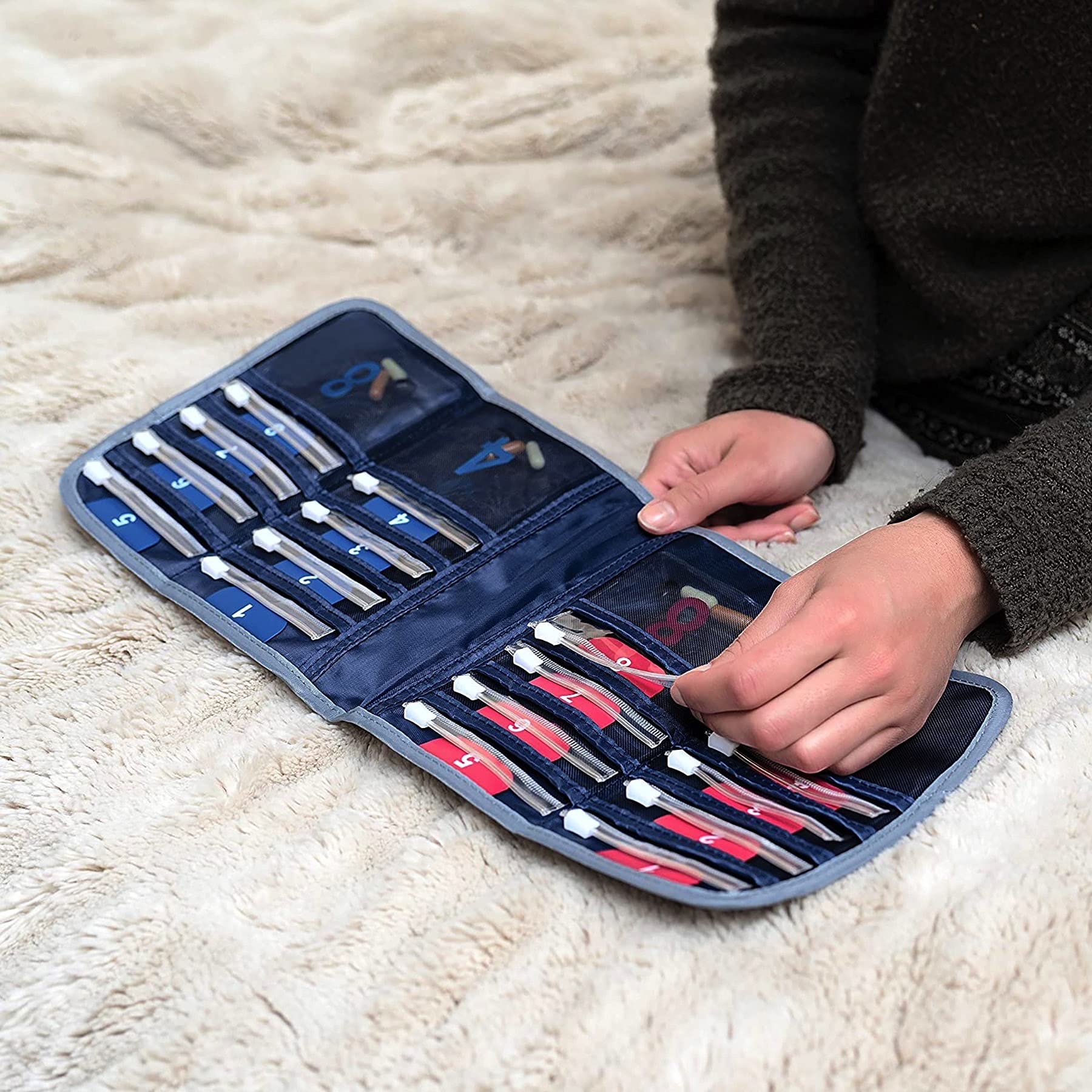 Lewis N. Clark AM/PM Folding Pill Organizer + Supplement Case for OTC Medicine, Navy