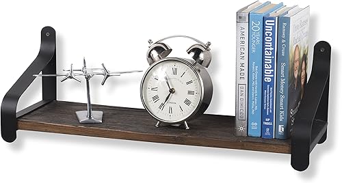 Miniatura 5 de Rustic State Rustico - Estantería flotante de pared de 24 pulgadas con soportes de hierro, estante industrial flotante de madera maciza recuperada